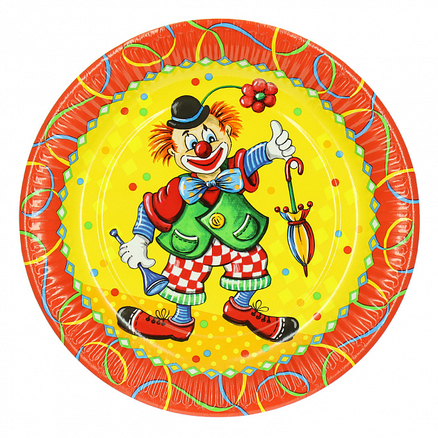 Набор одноразовых тарелок Клоун Pap Star, 23 см, 10 шт. 000000000001142462