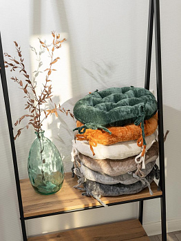 Подушка на стул 40см DE'NASTIA оранжевый велюр меланж полиэстер 000000000001226732