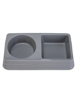 Миска для животных 0,8л (0,45л+0,36л) LUCKY PET двойная серый пластик 000000000001223401