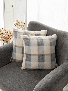 Наволочки декоративные 2шт 45х45см DE'NASTIA Mink бежевый/голубой полиэстер 000000000001231170