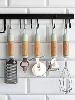 Терка 11x5,5см DE'NASTIA деревянная ручка из бука мятный нержавеющая сталь 000000000001213986