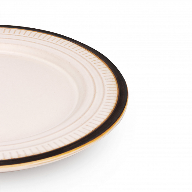 Тарелка десертная 21,5см NINGBO Орнамент белый/черная полоса керамика 000000000001217640