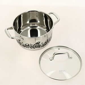 Набор посуды для приготовления 7 предметов CALVE стеклянные крышки нержавеющая сталь CL-1875 000000000001099682