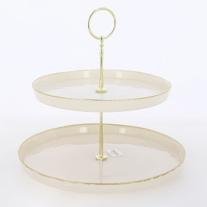 Этажерка-конфетница 21-28см GLASSCOM двухуровневая champagne стекло 000000000001213172