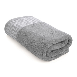 Полотенце махровое 70x130см DE'NASTIA Бордюр гусиная лапка серый хлопок 100% 000000000001219821