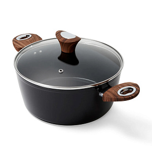 Кастрюля с крышкой 4,4л 24см PHANTOM CHEF ручки soft touch индукция black 000000000001221213