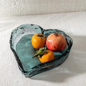 Ваза декоративная 1,8л 23x23x8см DE'NASTIA Египет сердце светло-серый стекло 000000000001220906