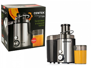 Соковыжималка CENTEK CT-1209 Black 600Вт 2 скорости + Pulse стакан 1л горловина 65мм черная сталь пластик 000000000001212422