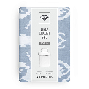 Комплект постельного белья 1,5сп LUCKY АЗИЯ (пододеяльник, наволочка 70х70см-1шт) голубой поплин хлопок-100% 000000000001216008