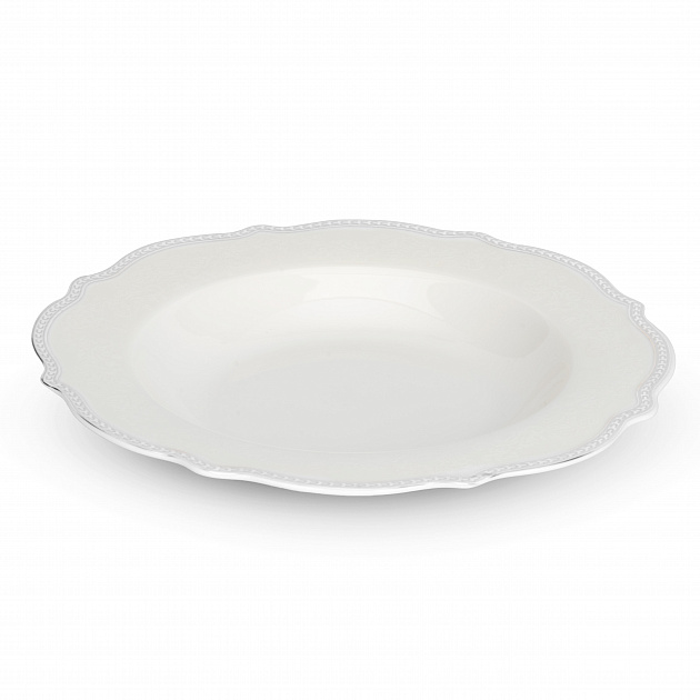 Тарелка суповая 22см Stephanie с перламутром серебро фарфор 000000000001219797