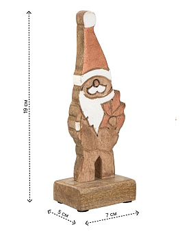 Декоративная Фигурка 7х5х19см DE'NASTIA Дед Мороз коричневый дерево манго 000000000001229668