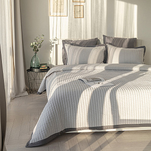 Наволочки декоративные 50x70см 2шт DE'NASTIA Structure строчка серый полиэстер 000000000001224732