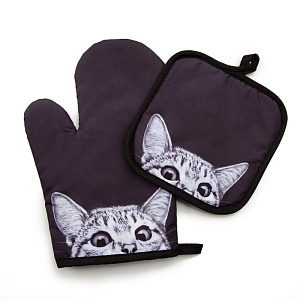 Набор кухонный Этель Love Life Кошечка (прихватка 17х17см + рукавица 26х16см) 100%пэ 4485842 000000000001200833