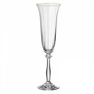 Набор бокалов для шампанского 6шт 190мл BOHEMIA CRISTAL Анжела с оптикой отводка золотом стекло 000000000001172644