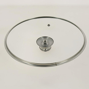 Крышка28 TimA стеклянная с широким металлический обод + овальная ручка НЖС,5528 000000000001190498