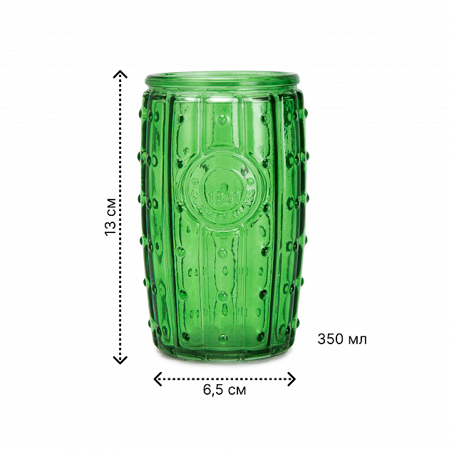 Стакан для воды 350мл Кактус зеленый стекло 000000000001221922