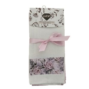 Набор кухоных полотенец 40х60см(2шт) LUCKY ваф. трансф.+однот РОЗЫ белый/розовый D000188 000000000001204419