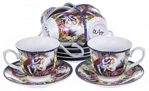 Набор чайный фарфор 12шт 6чашек 250мл+6 блюдец подарочная упаковка МАДОННА 156-01003 000000000001195491
