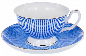 Чайная пара (чашка 200мл) BALSFORD Палитра Арабеска лазурная фарфор 000000000001183418