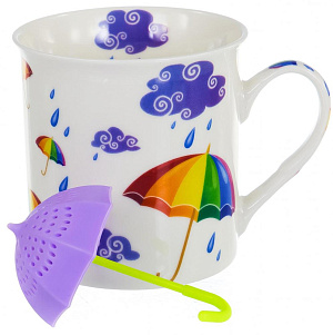 Кружка заварочная 300мл BALSFORD Зонты силиконовое сито подарочная упаковка фарфор 000000000001197855