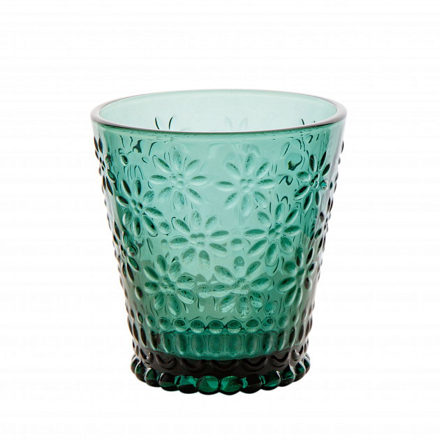 Набор стаканов для воды 2шт 295мл GARBO GLASS Цветочки зеленое стекло 000000000001217344