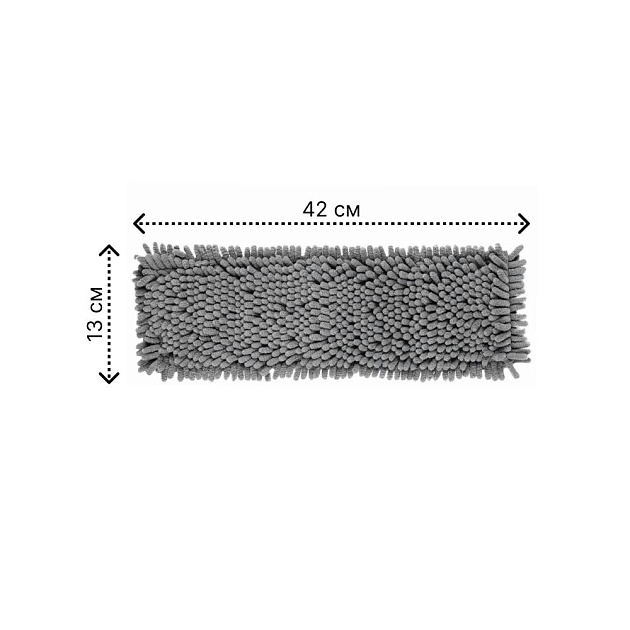 Насадка для швабры 42х13см LUCKY длинный ворс серый микрофибра 000000000001221678