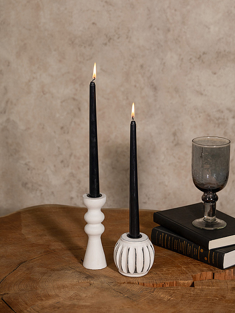 Подсвечник 6,35x6,35x8см DE'NASTIA белый дерево манго 000000000001230457