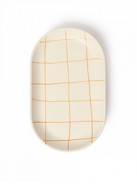 Блюдо овальное 20х16,8см DE'NASTIA lattice коричневый керамика 000000000001231350