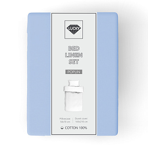 Комплект постельного белья 1,5сп LUCKY (пододеяльник, наволочка 50х70см-1шт) светло-голубой поплин хлопок 100% 000000000001213715
