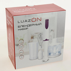 Блендер LUAZON HOME LBR-01 погружной 500Вт 2скорости стакан 0,6л измельчитель венчик 2813365 000000000001205694