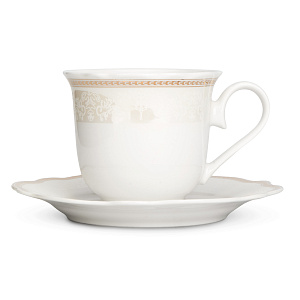 Пара чайная 220мл/блюдце Stephanie с перламутром золото фарфор 000000000001219787