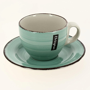Пара чайная 220мл/блюдце ELRINGTON АЭРОГРАФ Изумруд керамика 000000000001200772