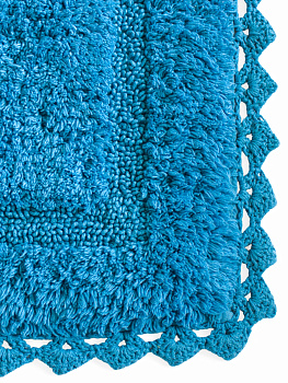 Коврик для ванной 60х100см DE'NASTIA кружево синий хлопок 100% 000000000001181261