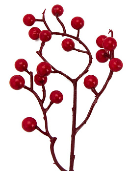 Ветка с ягодами для декора 30см красный 000000000001228775