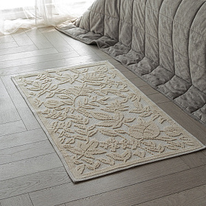 Коврик универсальный 60x100см DE'NASTIA цветы/листья молочный хлопок 100% 000000000001219478