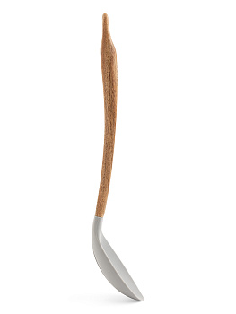 Ложка с прорезями 33x6,2x1,6см DE'NASTIA деревянная ручка серый силикон 000000000001213959