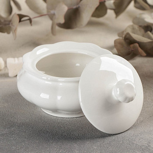 Сахарница 11x8см Цветок белый керамика 000000000001210824