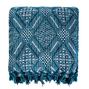 Плед 190х220см LUCKY ROMBO SGTH-MULTI DIAMOND бирюзово-белый хлопок 80%/полиэстер 20% 000000000001218035