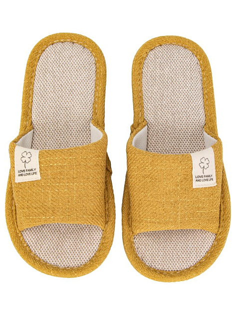 Тапочки домашние 40-41 женские открытые текстильные желтый полиэстер/ПВХ 000000000001228892