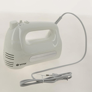 Миксер Vitek VT-1426 мощность 500вт 6 скоростей турборежим кнопка отсоединения насадок венчик для взбивания крюки для замешивания теста пластик 000000000001204163