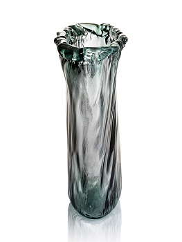 Ваза декоративная 2,5л 21,5x8x25см DE'NASTIA Египет волнистый край ручная работа светло-серый стекло 000000000001220900