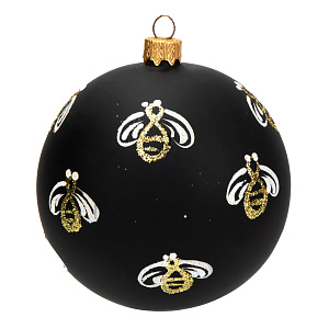 Декоративное украшение Шар №5 D9,5см БИРЮСИНКА Пчелы черный стекло 000000000001207650