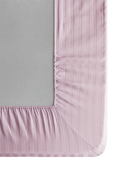 Проcтыня на резинке 160х200+25см DE'NASTIA лиловый страйп-сатин 1см хлопок 100% 000000000001212963