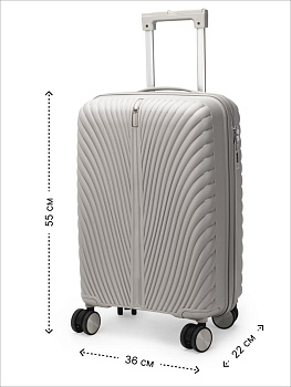 Чемодан на колесах S (36х22х55см) молния серый PP 000000000001226537