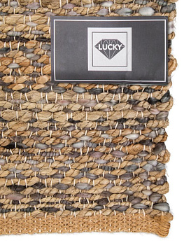 Коврик универсальный 60Х230см LUCKY ШАШКА бежево-голубой джут/акрил 000000000001225679