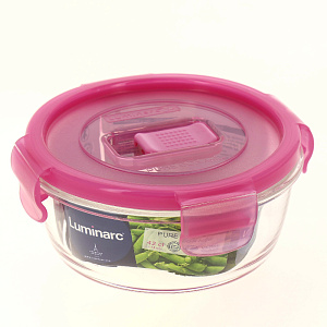 Контейнер стеклян. круглый с розовой крышкой 420мл PURE BOX ACTIVE N0921/P4595 000000000001182544