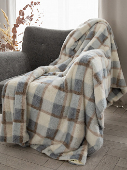 Плед 150x200см DE'NASTIA Mink 2 слоя бежевый/голубой полиэстер 000000000001231166