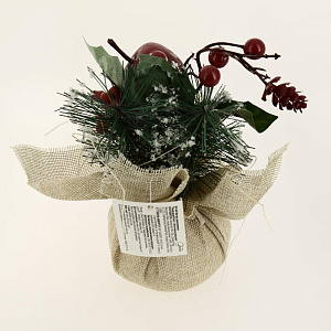 Букет новогодний декоративный с яблоком в мешочке 23см BH1668 000000000001192752