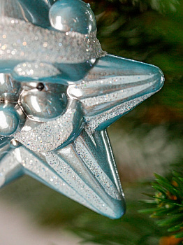 Набор новогодних украшений 4шт 8,5см Звезда нежно-голубой пластик 000000000001209033