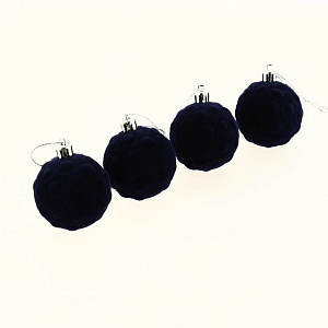 Новогоднее подвесное украшение Шары уют синий бархат из полистирола 4шт 6x6x6см 81914 000000000001201813